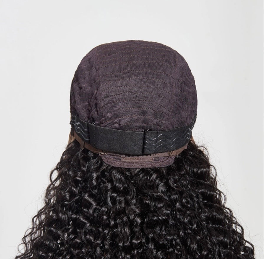 Water Wavy 13"x4" 180% Transparent Lace Frontal Wig #1B Length 28in