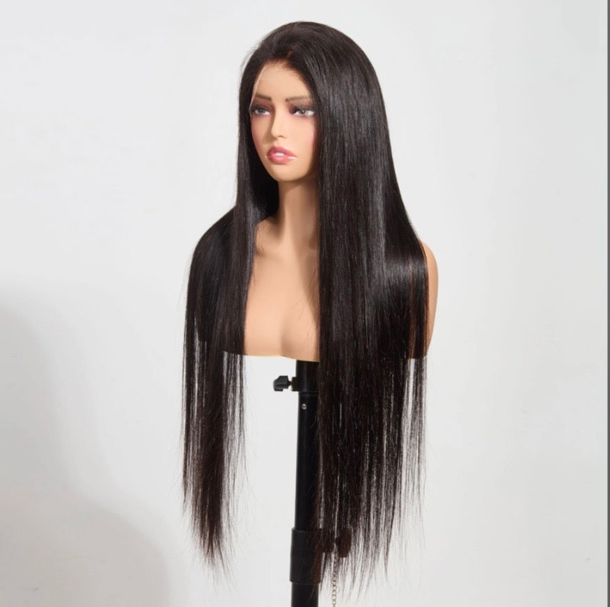 Straight 13"x4" 180% Transparent Lace Frontal Wig #1B Length 30in