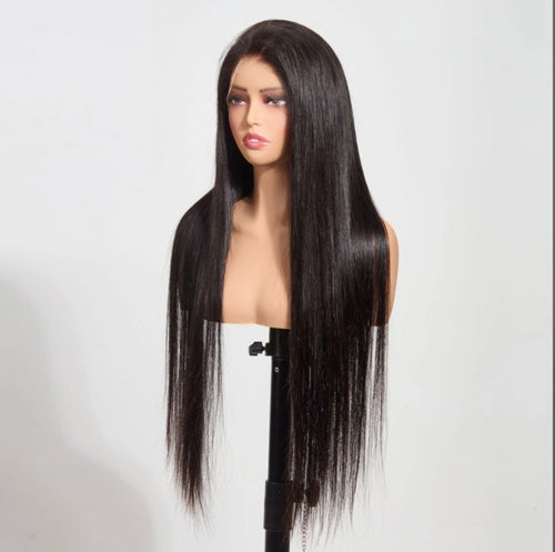 Straight 13"x4" 180% Transparent Lace Frontal Wig #1B Length 30in