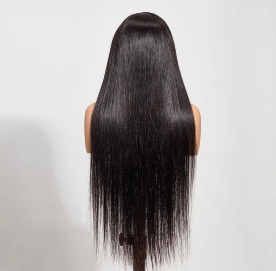 Straight 13"x4" 180% Transparent Lace Frontal Wig #1B Length 30in
