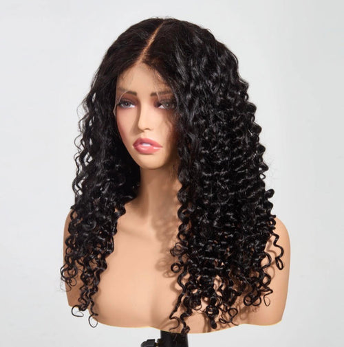 Deep Wave 13"x4" 200% Transparent Lace Frontal Wig #1B Length 30in
