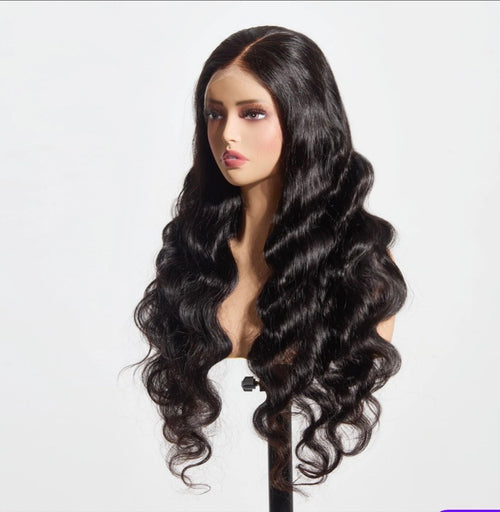 Body Wave 13"x4" 180% Transparent Lace Frontal Wig #1B  Length 26in
