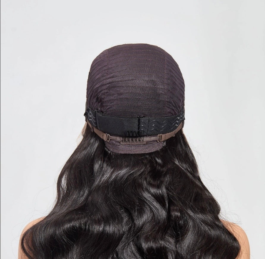Body Wave 13"x4" 180% Transparent Lace Frontal Wig #1B  Length 26in